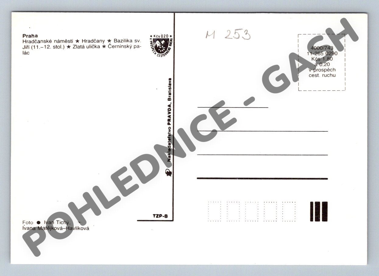 Pohlednice Praha – velkoformátová pohlednice, památky, Pravda (M253)