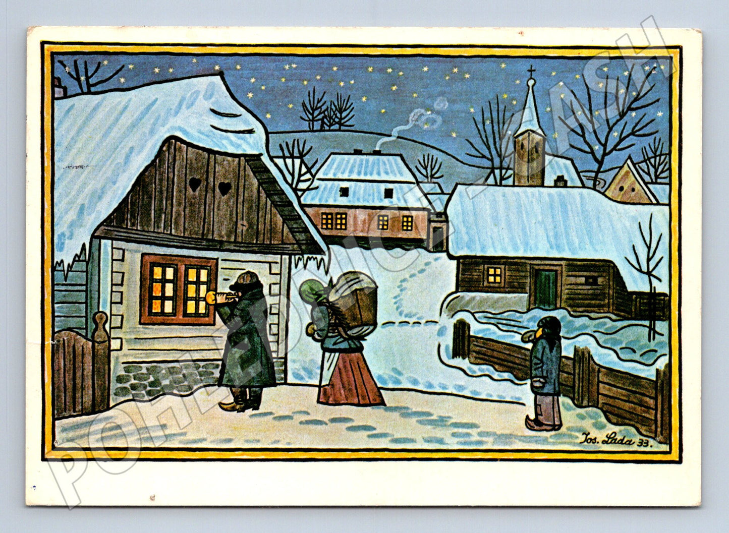 Pohlednice Josef Lada Zimní večer koledníci 1981 (M25307)