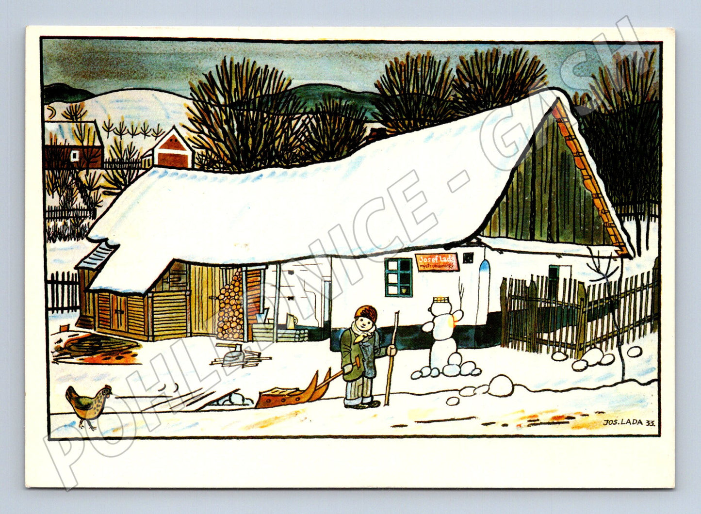 Pohlednice Josef Lada zimní motiv Vánoce 1983 (M25311)
