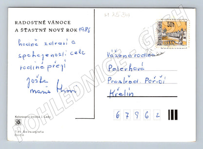 Pohlednice zasněžená vesnice Josef Lada 1986 (M25341)