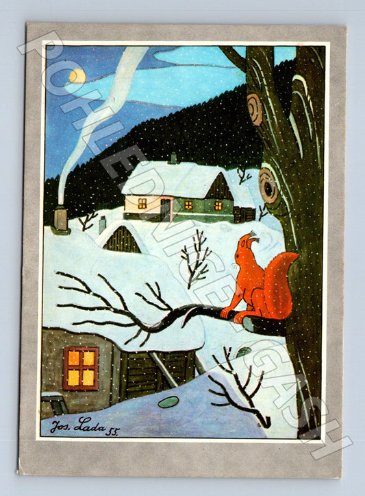 Pohlednice Josef Lada zimní motiv Vánoce 1953 (M25347)