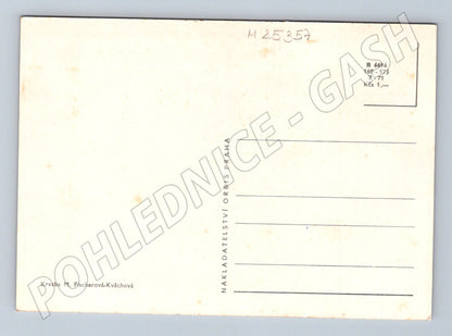 Pohlednice Děti na sněhu s králíkem 1971 (M25357)