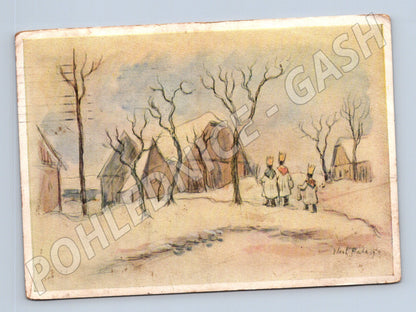 Pohlednice Tři králové zimní krajina 1960 (M25387)