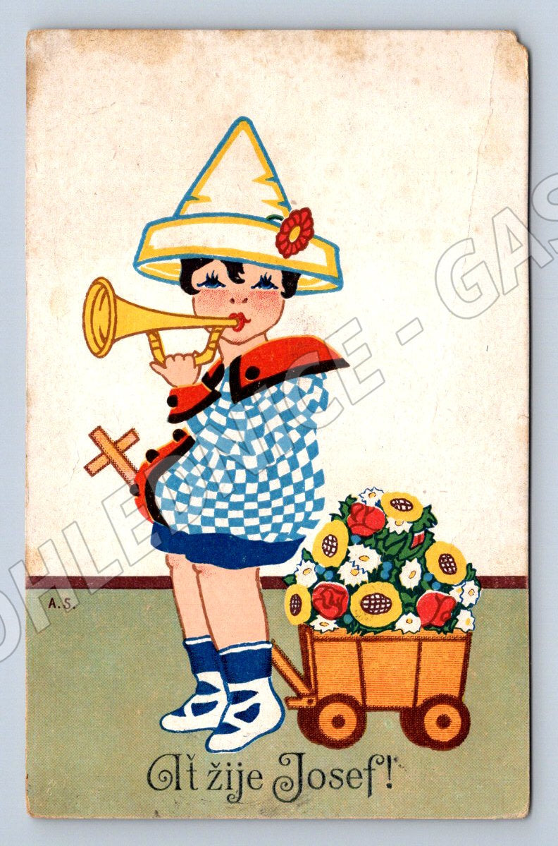 Postcard Long Live Joseph, ethnographic motif (M2539)