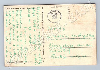 Pohlednice Karel Svolinský ZIMA rybáři 1950 (M25397)