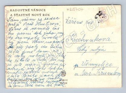 Pohlednice zimní motiv saně Voj. Sedláček 1954 (M25404)