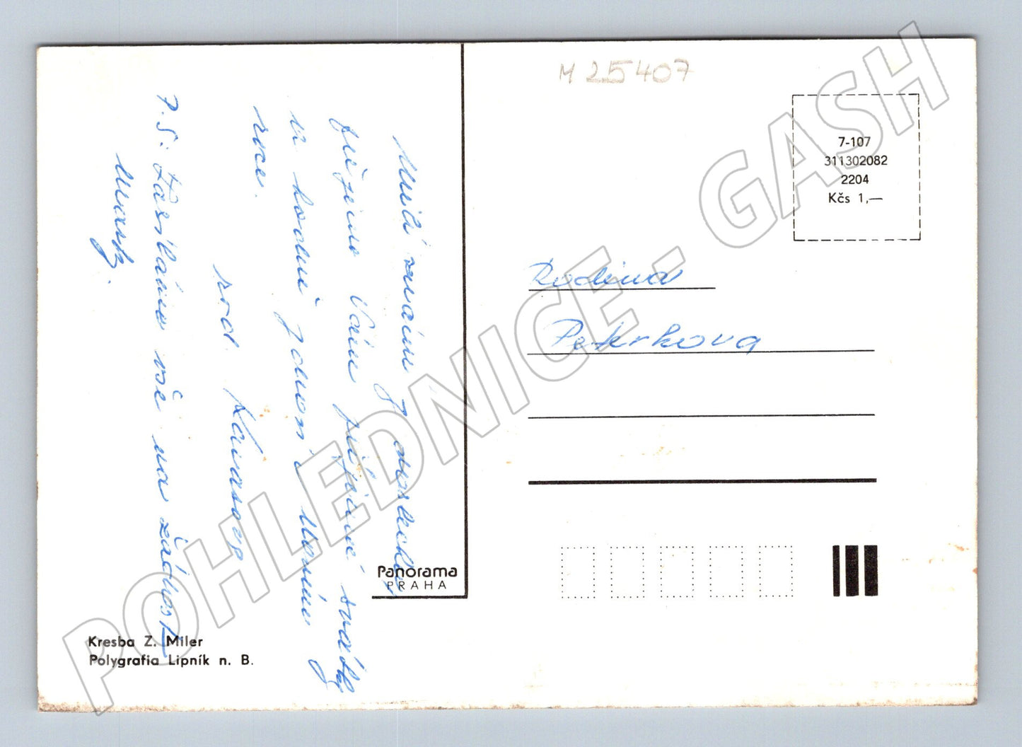 Pohlednice kresba Z. Miler postava s psem a sudem ryb (M25407)