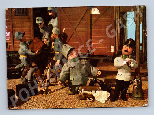 Pohlednice Dobrý voják Švejk figurky vlak 1982 (M25421)