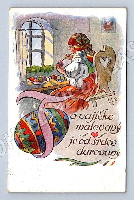 Pohlednice Velikonoce malované vajíčko 1947 (M25452)