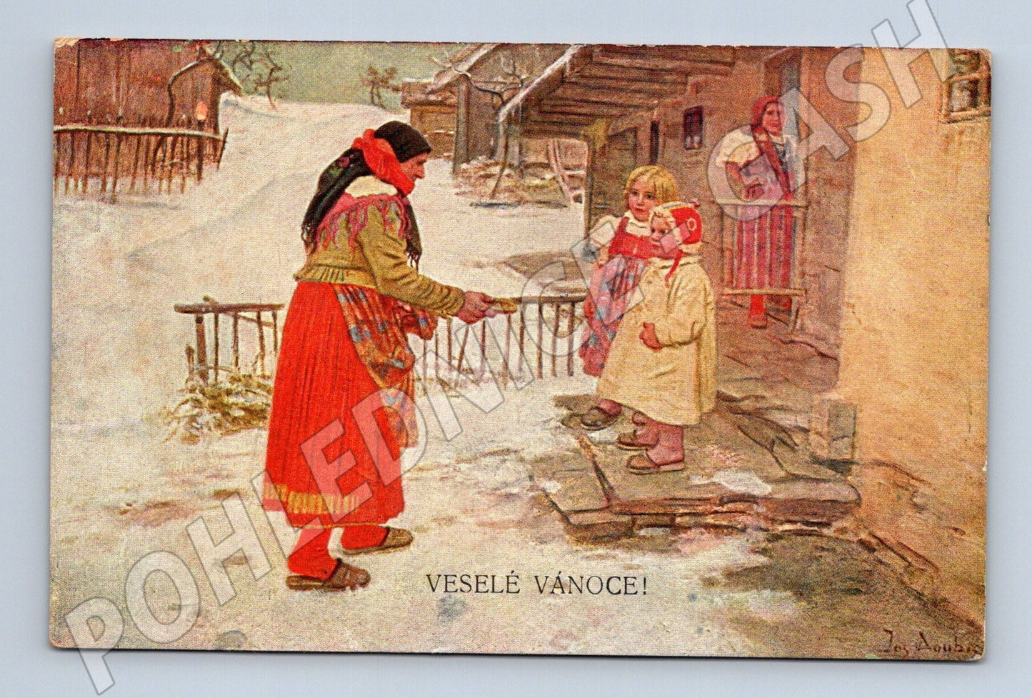 Pohlednice Vánoční zimní scéna Jos. Douba (M25453)