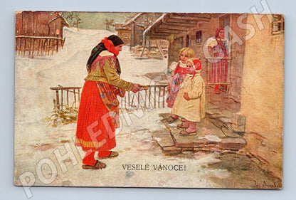 Pohlednice Vánoční zimní scéna Jos. Douba (M25453)