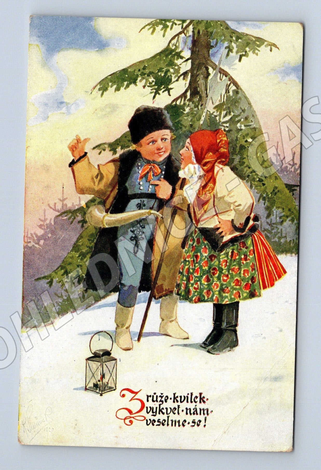 Pohlednice lidové kroje, zima, Šimůnek (M25458)