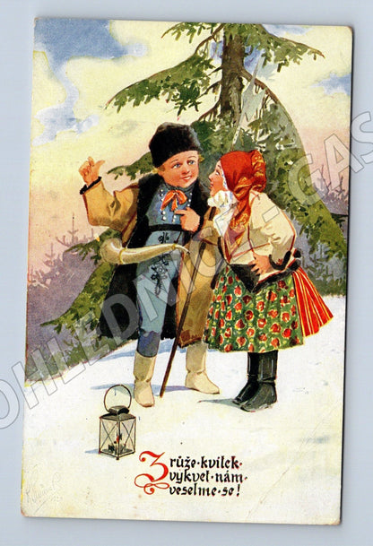 Pohlednice lidové kroje, zima, Šimůnek (M25458)