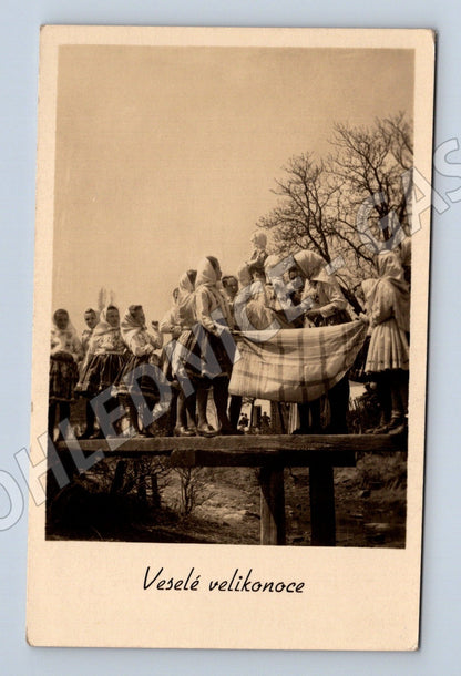Pohlednice Veselé Velikonoce folklorní motiv (M25465)
