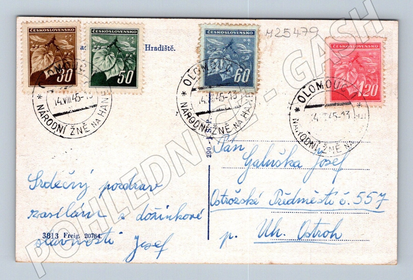 Pohlednice Rakousko Schöngrabern kostel a žena v kroji 1945 (M25479)