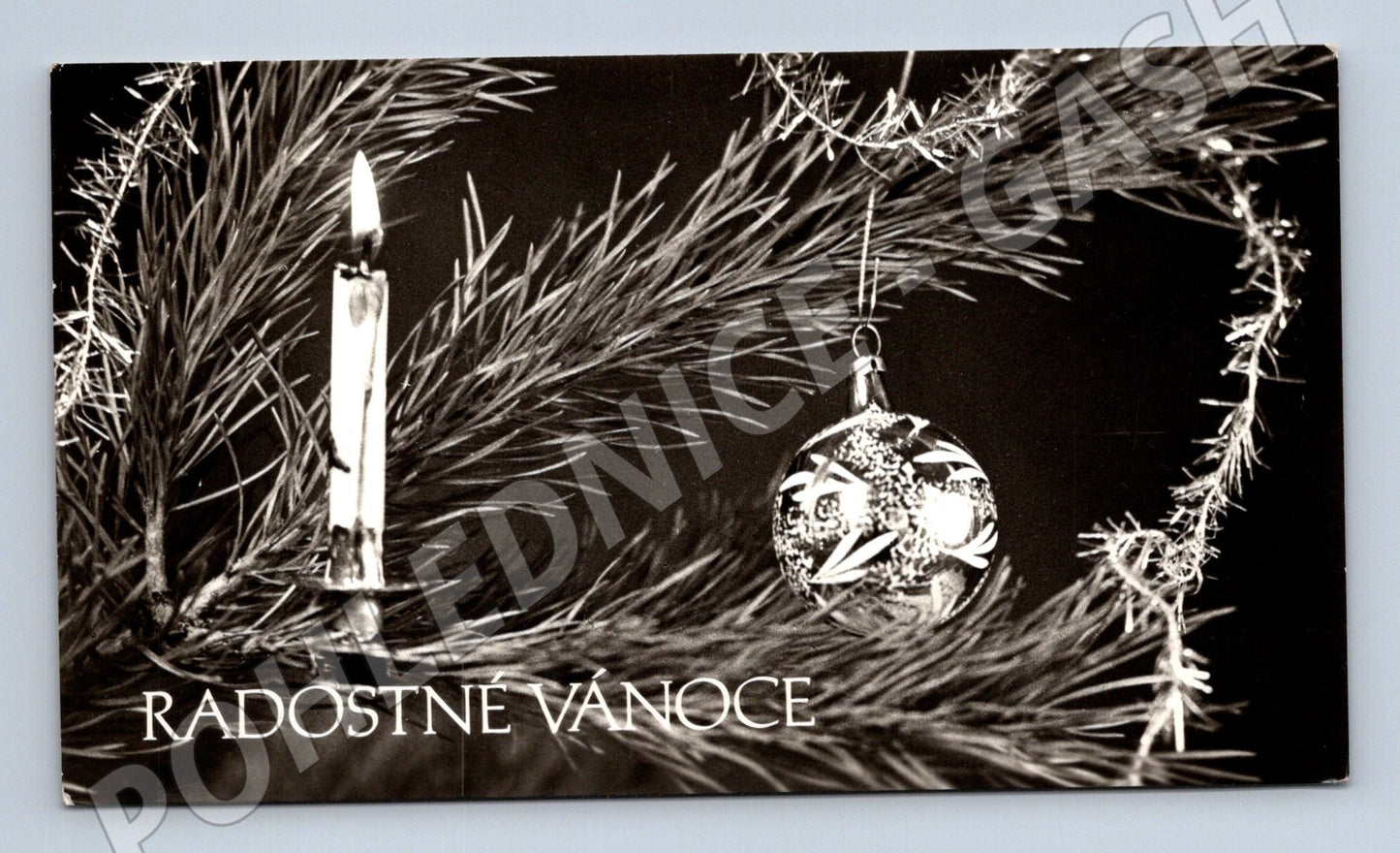 Pohlednice Vánoční motiv svíčka ozdoba 1958 (M25491)