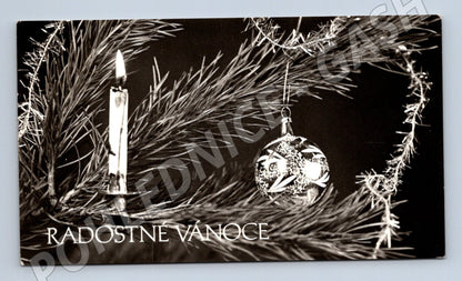 Pohlednice Vánoční motiv svíčka ozdoba 1958 (M25491)