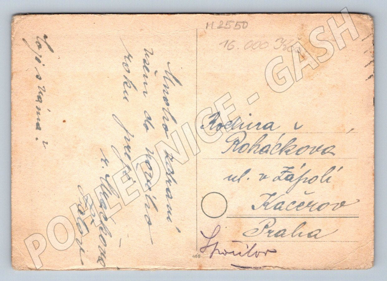 Postcard lilac written in black and white (M2550)