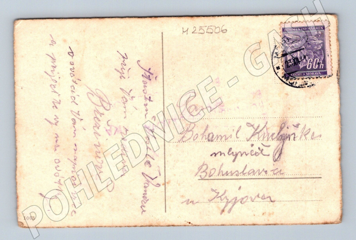 Pohlednice Vánoce podkova šišky 1941 (M25506)