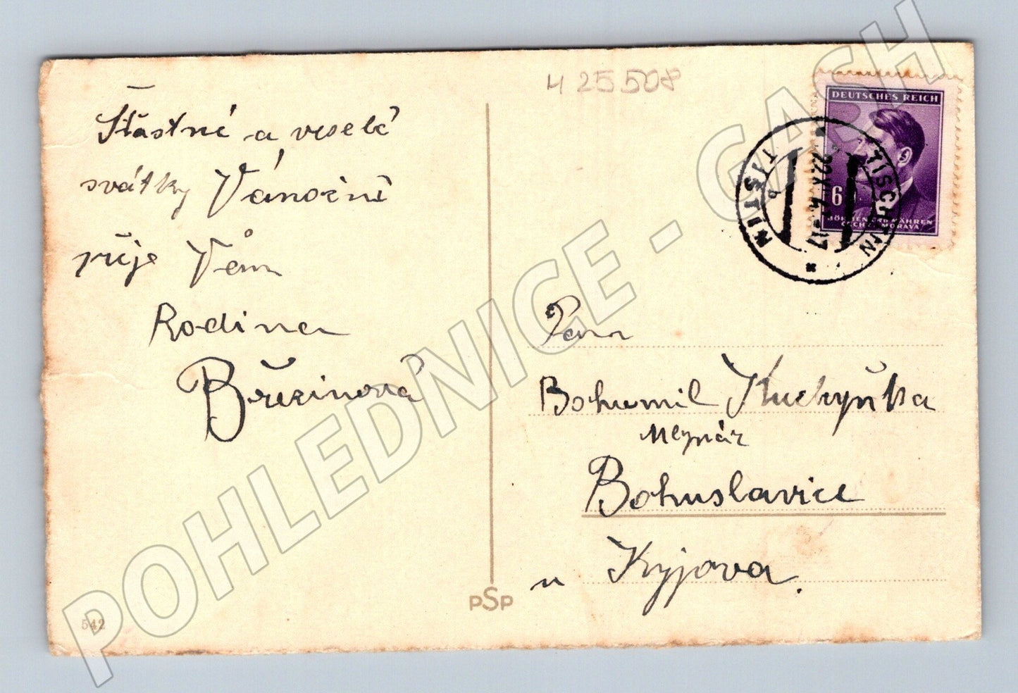 Pohlednice Zimní les sníh Vánoce 194x (M25508)
