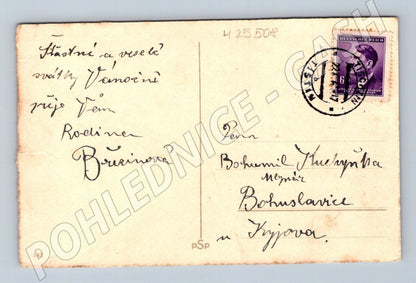 Pohlednice Zimní les sníh Vánoce 194x (M25508)