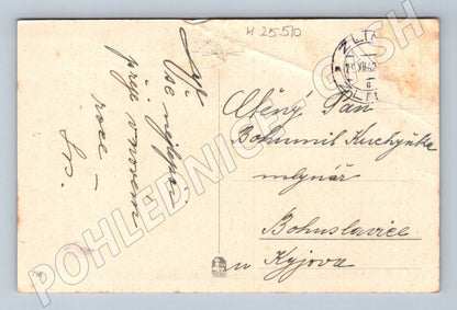 Pohlednice Novoroční zimní scéna s lyžemi 1942 (M25510)