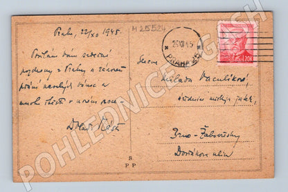 Pohlednice Praha zimní krajina Vánoce 1945 (M25524)
