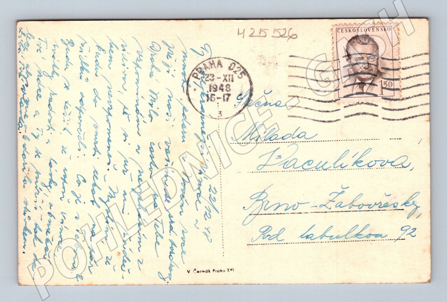 Pohlednice Vánoční zátiší ovoce 1948 (M25526)