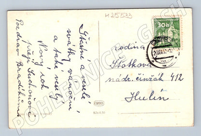 Pohlednice děti na sněhu vánoční přání 1953 (M25533)
