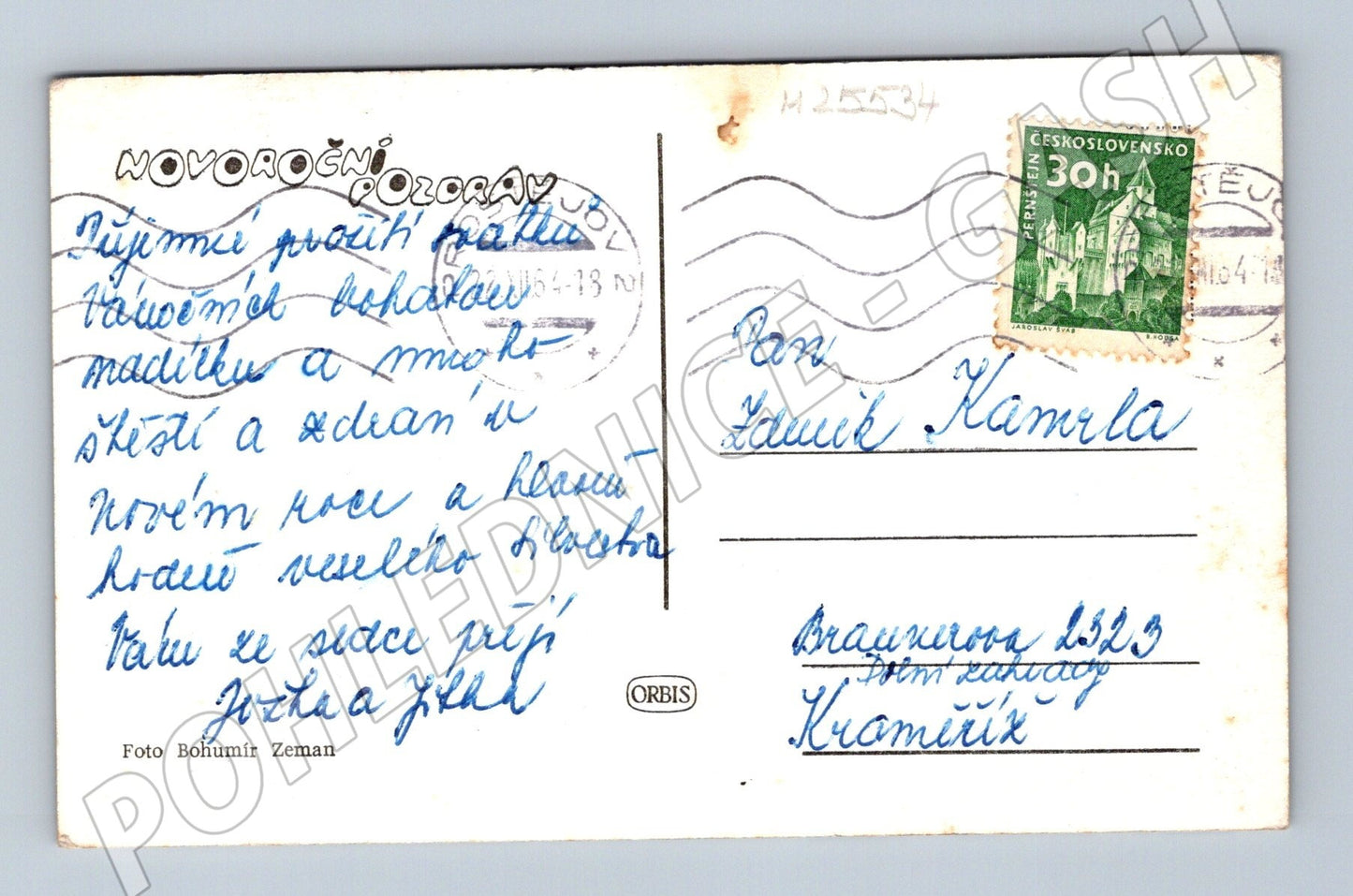 Pohlednice Kroměříž zimní krajina 1964 (M25534)