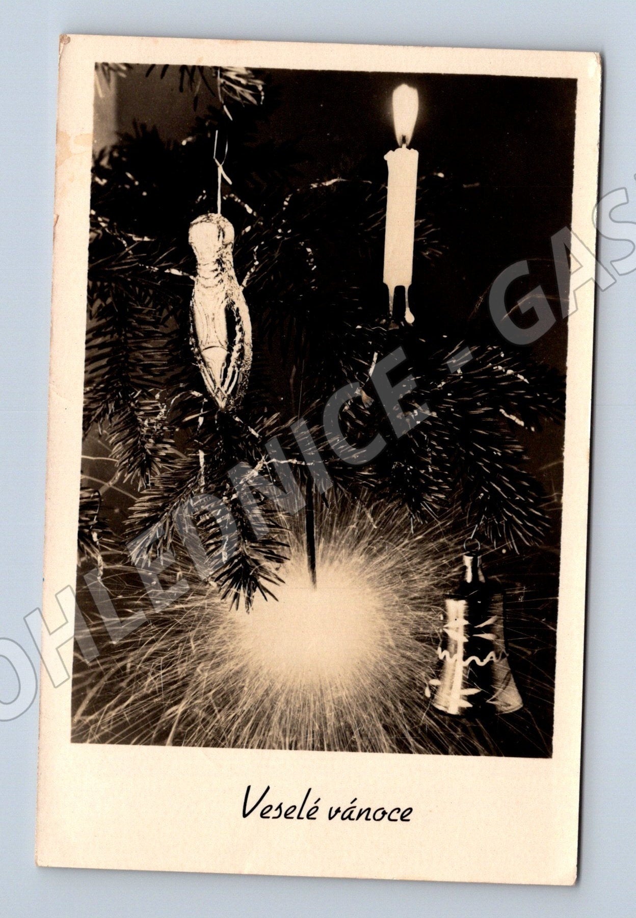 Pohlednice vánoční stromeček prskavka 1956 (M25539)
