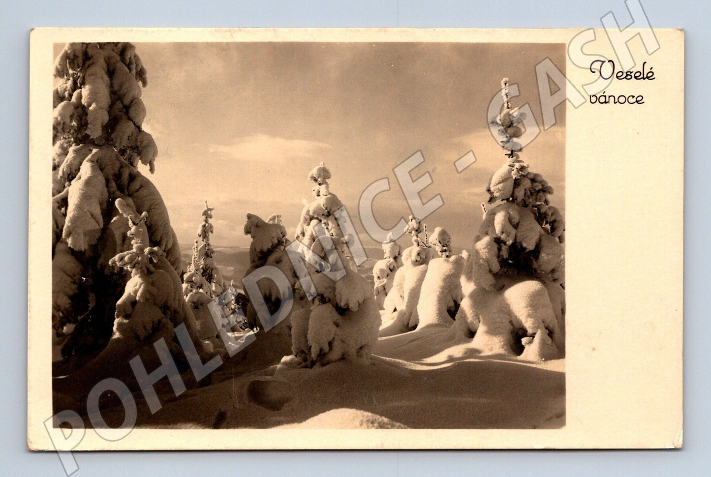 Pohlednice Zimní krajina Veselé vánoce 1947 (M25540)