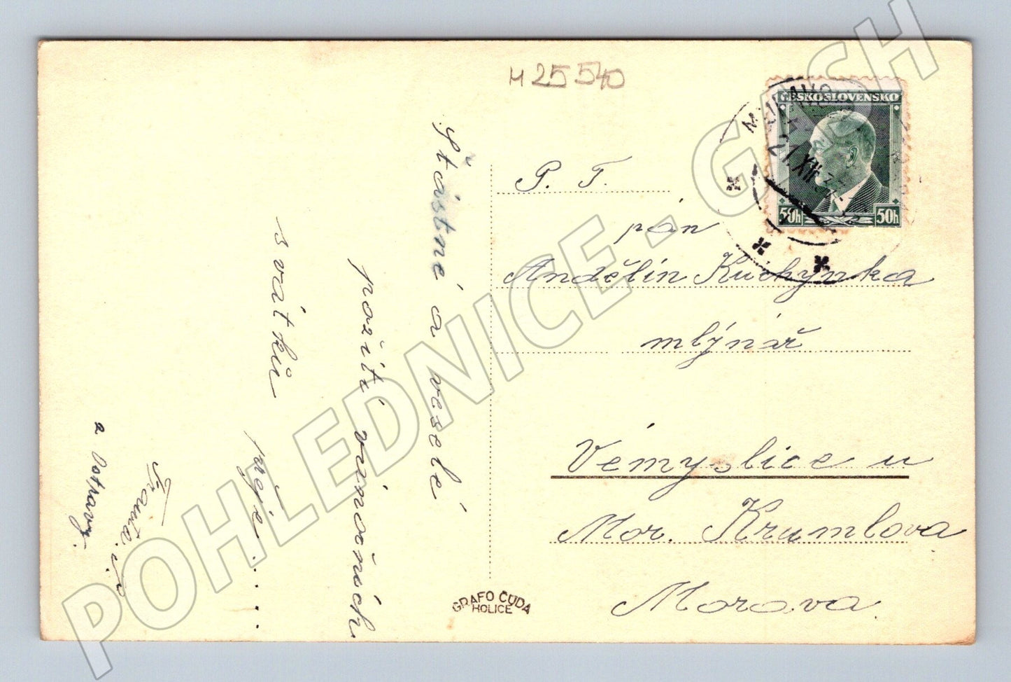 Pohlednice Zimní krajina Veselé vánoce 1947 (M25540)