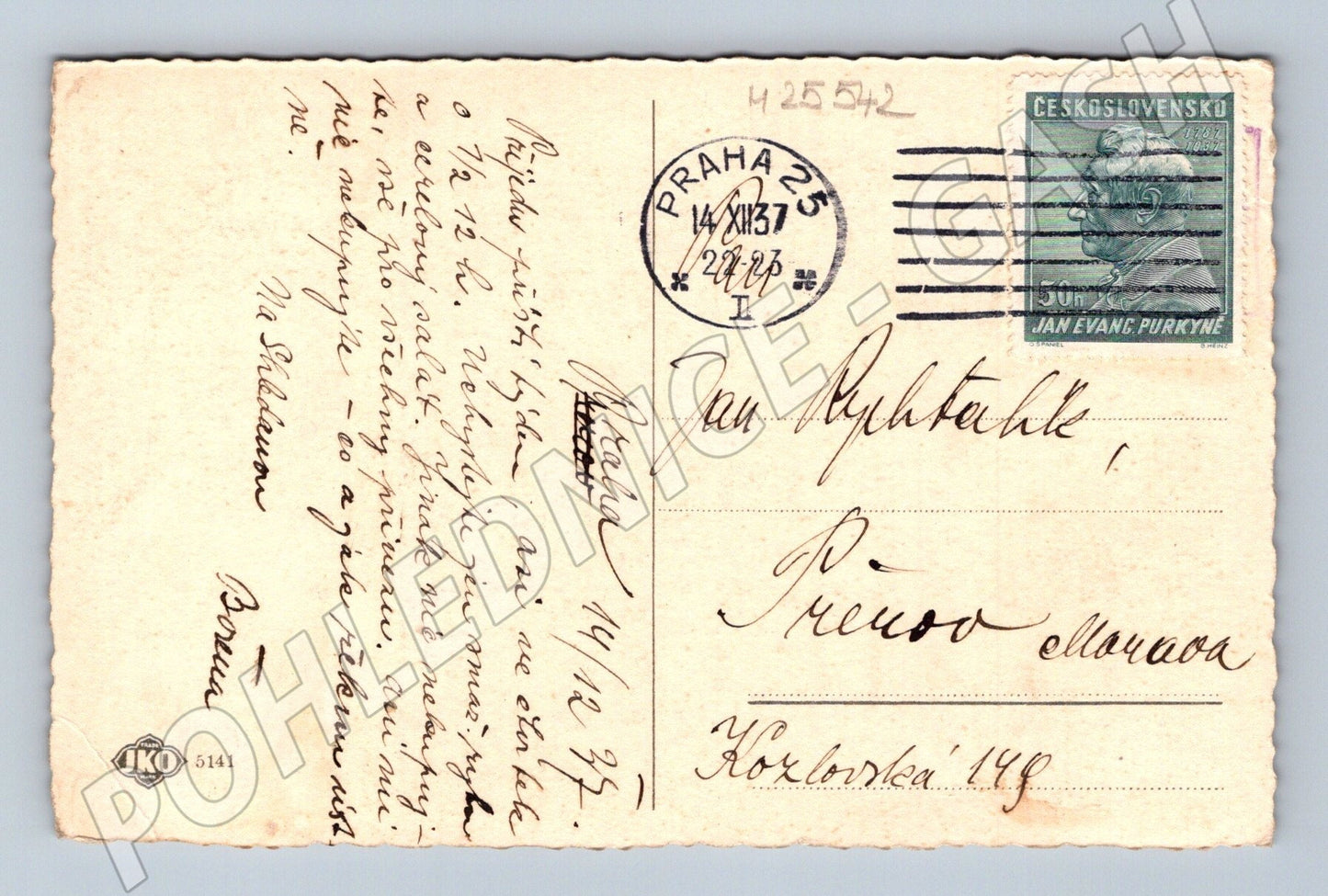 Pohlednice Vánoční motiv svíčky ozdoby 1937 (M25542)