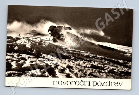 Pohlednice lyžař lyžování novoroční pozdrav 1961 (M25547)