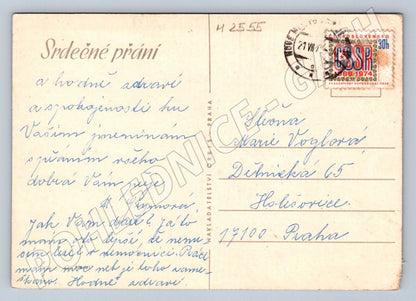 Postcard with a rose addressed to the Czechoslovakia (M2555)