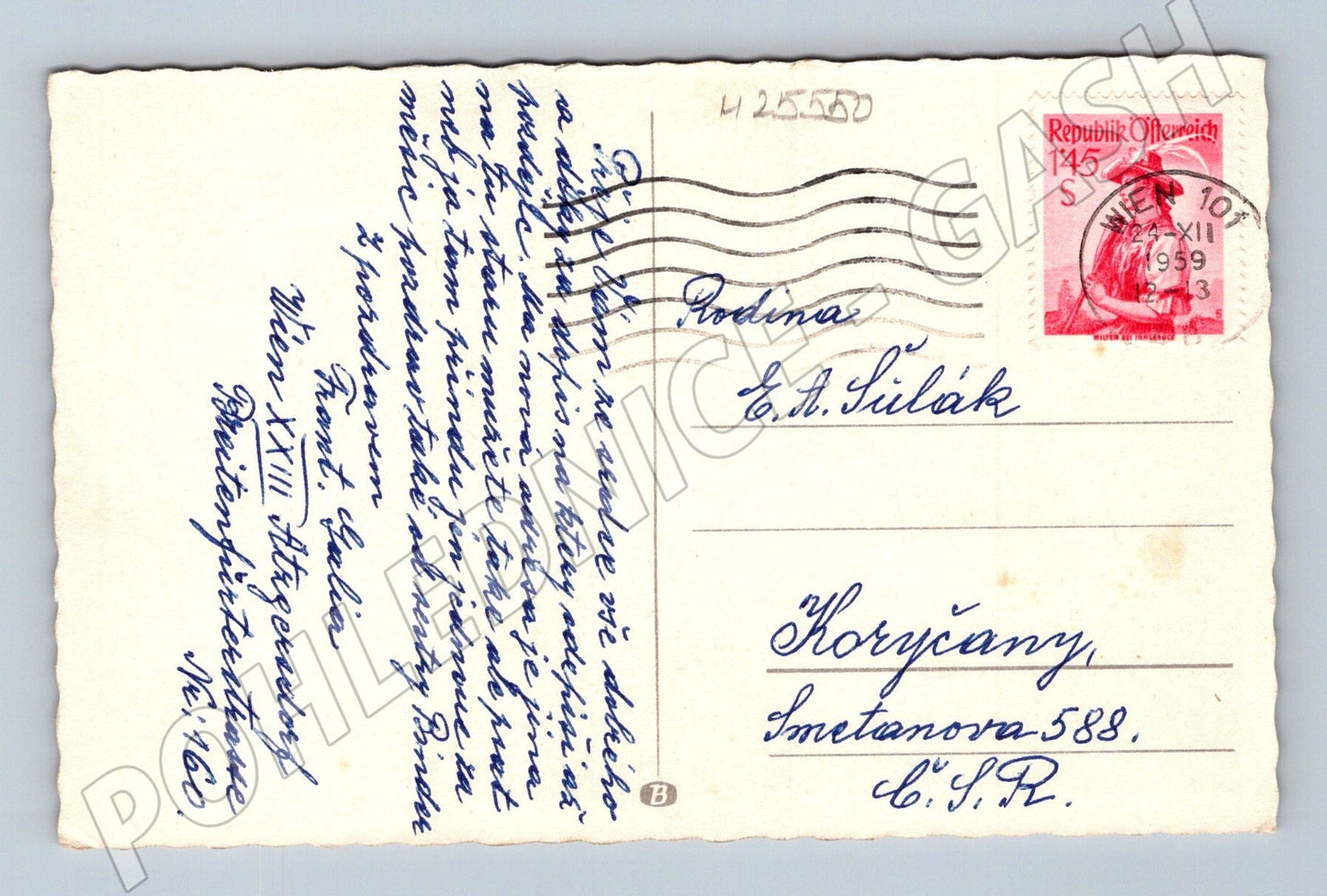 Pohlednice Rakousko Vánoce Nový rok 1959 (M25550)