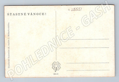 Pohlednice Vánoční zimní scéna s kostelem 1905 (M25551)