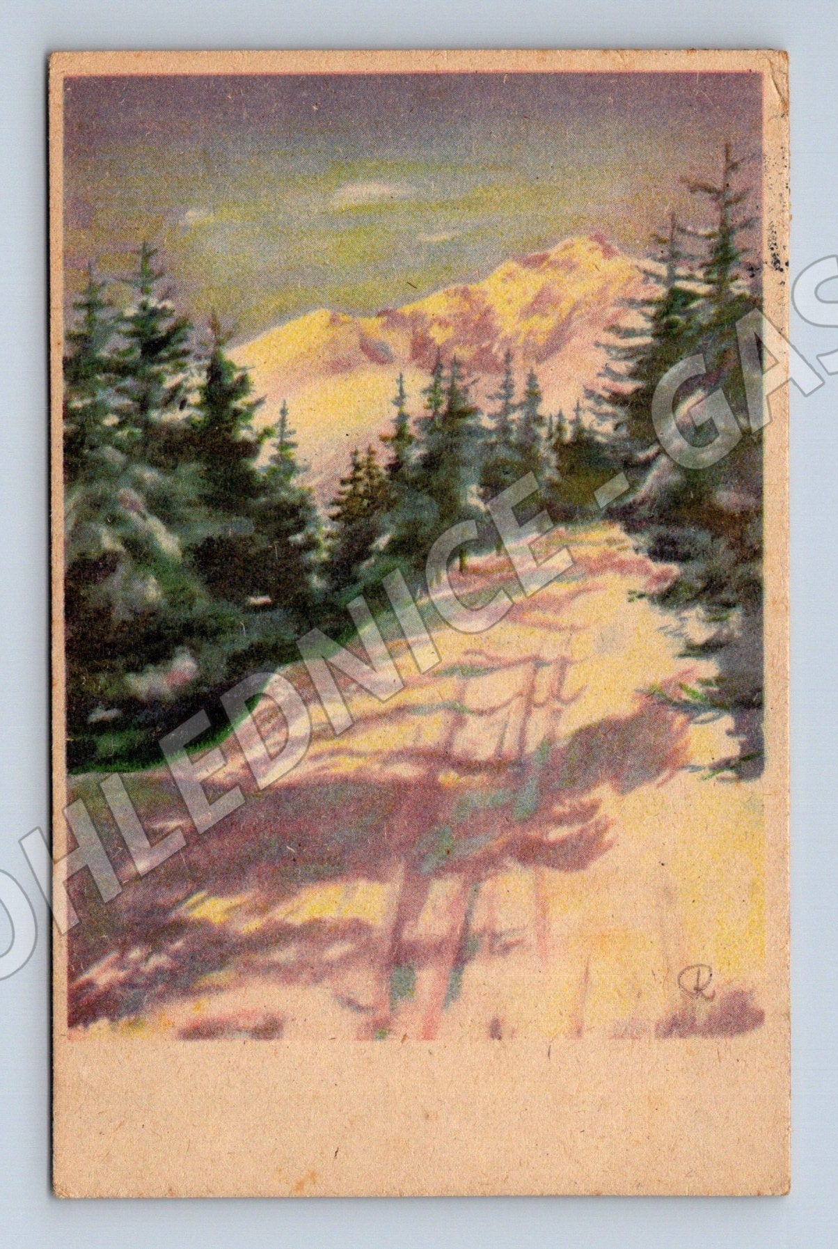 Pohlednice Slovensko Vánoce horská krajina cenzurováno (M25559)