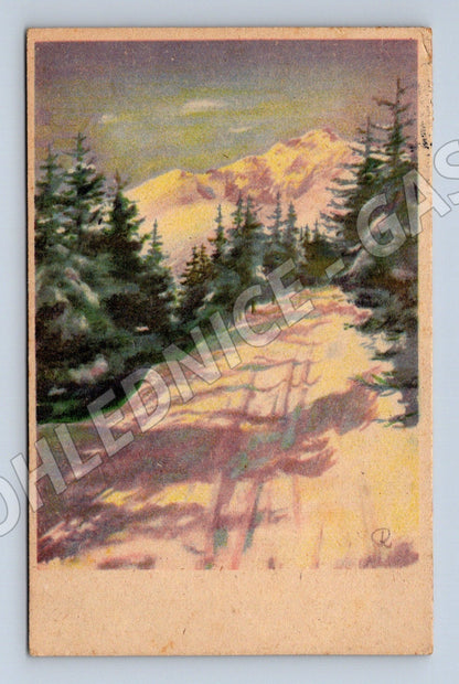 Pohlednice Slovensko Vánoce horská krajina cenzurováno (M25559)