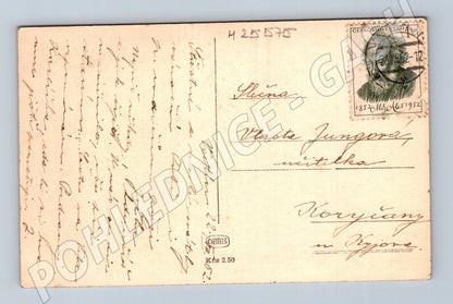 Pohlednice vánoční zimní krajina 1952 (M25575)