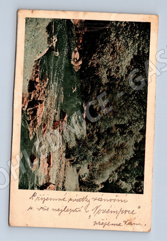Pohlednice krajina řeka Vánoční přání 1945 (M25579)