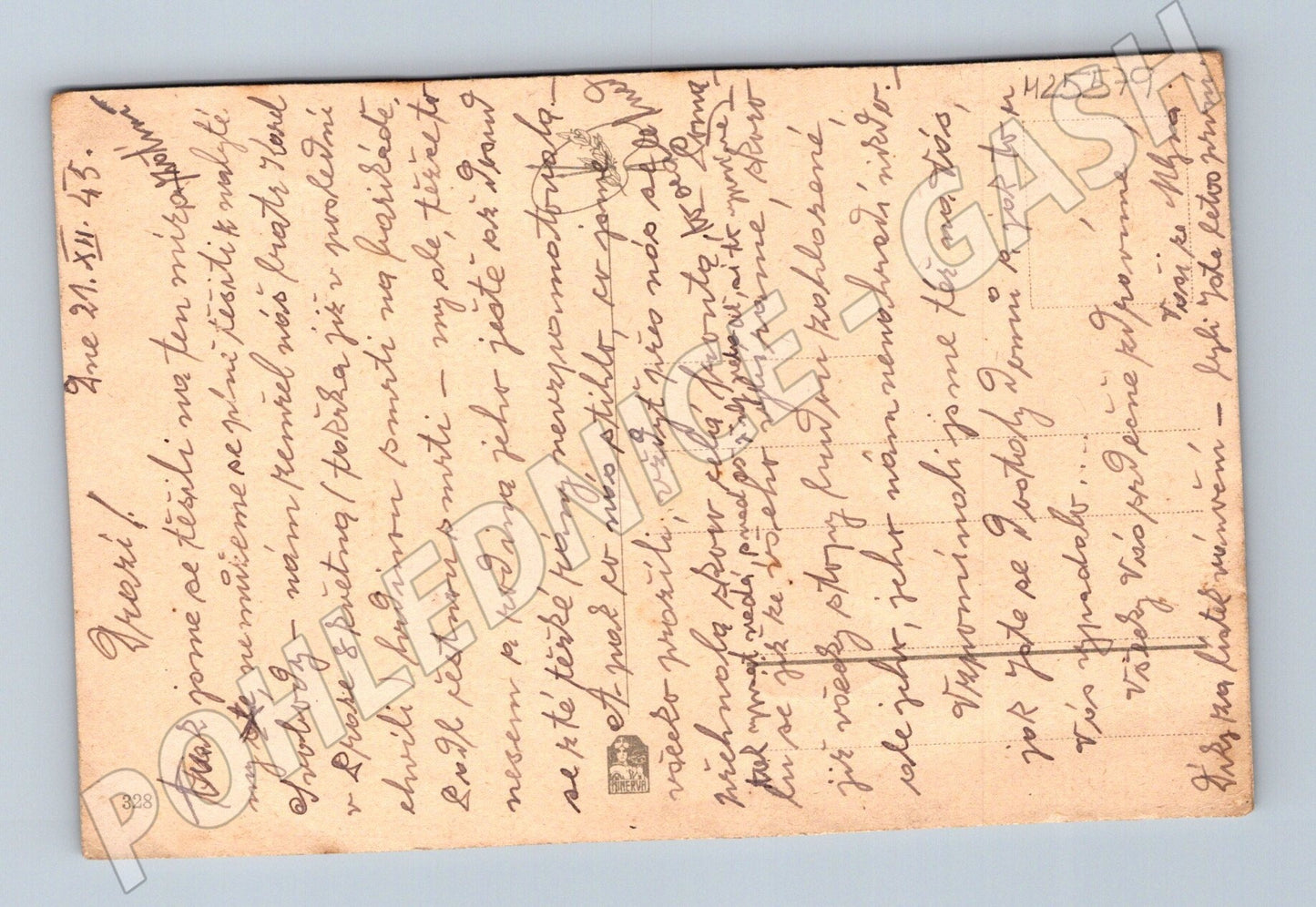 Pohlednice krajina řeka Vánoční přání 1945 (M25579)
