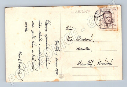 Pohlednice zimní zasněžená krajina bříza 1950 (M25584)