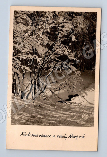 Pohlednice Vánoce zimní krajina 1933 (M25586)