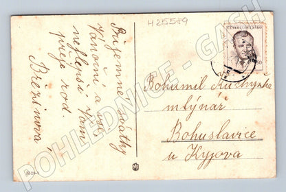 Pohlednice zimní krajina abstraktní 1950 (M25589)