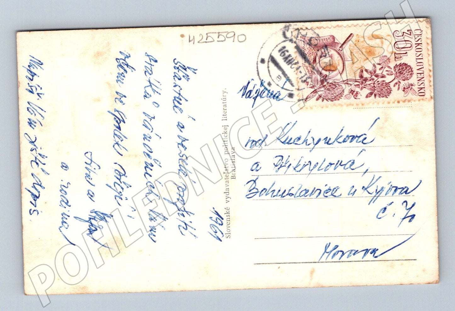 Pohlednice Slovensko zimní krajina lyžařská stopa 1961 (M25590)