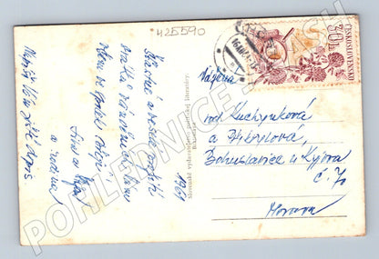 Pohlednice Slovensko zimní krajina lyžařská stopa 1961 (M25590)