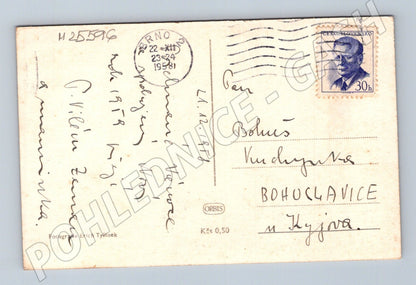 Pohlednice Vánoční a novoroční motiv zasněžené stromy 1978 (M25596)