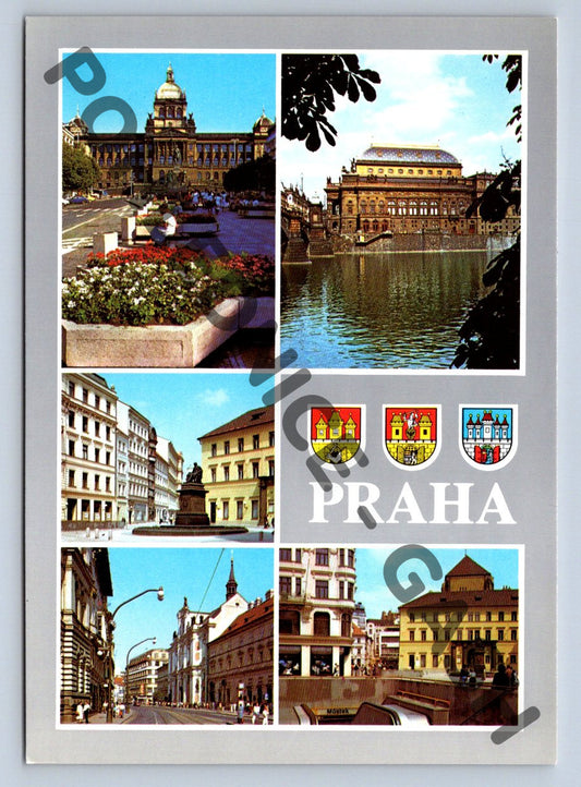 Pohlednice Praha – koláž Václavské náměstí, Národní muzeum (M256)